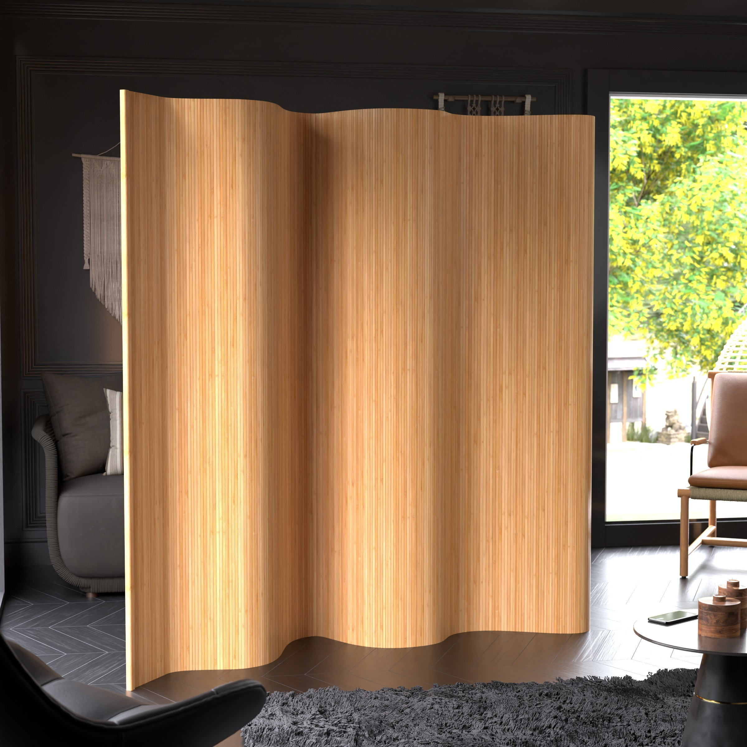 Bayou Breeze Siena Rolling Bamboo Room Divider & Reviews | Wayfair